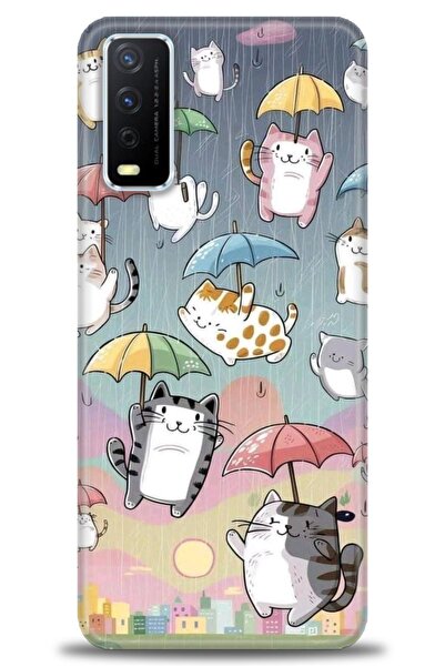 Rulet Aksesuar جراب سيليكون متوافق مع هاتف Vivo Y20 HD مطبوع + واقي شاشة سيرا...