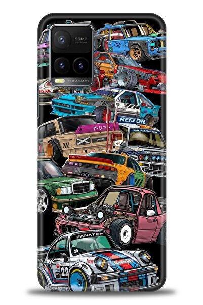 Rulet Aksesuar جراب سيليكون متوافق مع هاتف Vivo Y32 HD مطبوع + واقي شاشة سيرا...