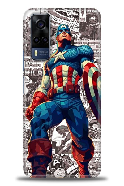 Rulet Aksesuar جراب سيليكون متوافق مع هاتف Vivo Y51 HD مطبوع + واقي شاشة سيرا...