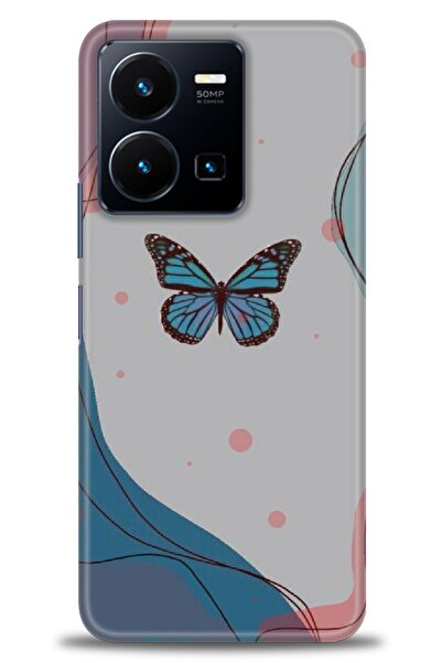 Rulet Aksesuar جراب سيليكون متوافق مع هاتف Vivo Y22S HD مطبوع + واقي شاشة سير...