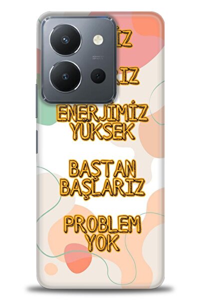 Rulet Aksesuar جراب سيليكون متوافق مع هاتف Vivo Y36 HD مطبوع + واقي شاشة سيرا...