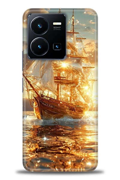 Rulet Aksesuar جراب سيليكون متوافق مع هاتف Vivo Y35 HD مطبوع + واقي شاشة سيرا...