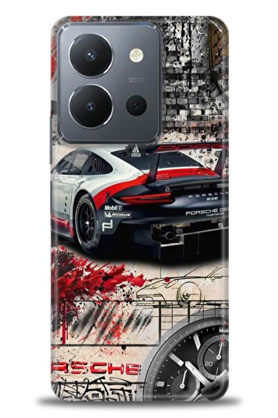 Rulet Aksesuar جراب سيليكون متوافق مع هاتف Vivo Y36 HD مطبوع + واقي شاشة سيرا...