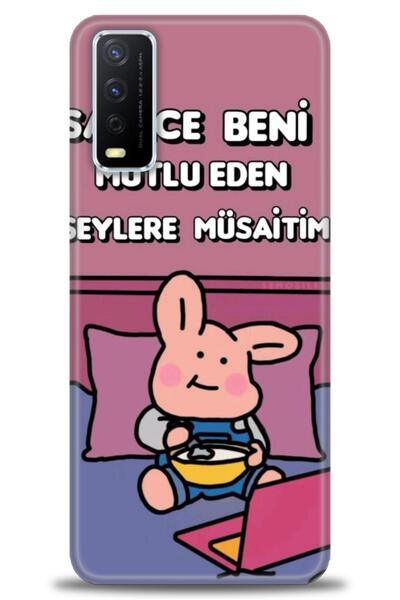 Rulet Aksesuar جراب سيليكون متوافق مع هاتف Vivo Y11S HD مطبوع + واقي شاشة سير...