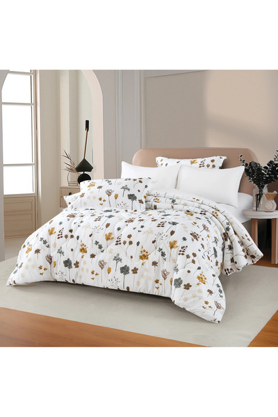 Alhabib bedding Desire Summer Double Bedspread White Floral Print 6 Pieces