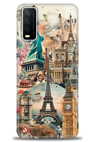 Rulet Aksesuar جراب سيليكون متوافق مع هاتف Vivo Y11S HD مطبوع + واقي شاشة سير...