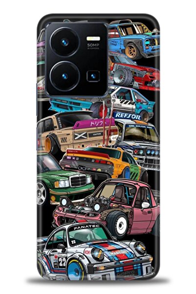 Rulet Aksesuar جراب سيليكون متوافق مع هاتف Vivo Y35 HD مطبوع + واقي شاشة سيرا...