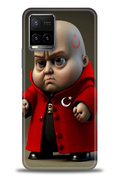 Rulet Aksesuar جراب سيليكون متوافق مع هاتف Vivo Y33S HD مطبوع + واقي شاشة سير...