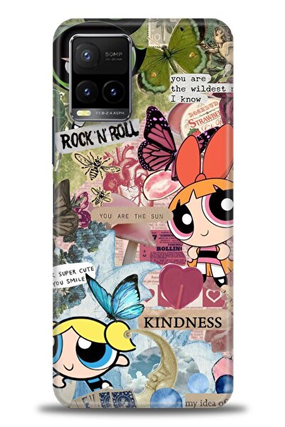 Rulet Aksesuar جراب سيليكون متوافق مع هاتف Vivo Y33S HD مطبوع + واقي شاشة سير...