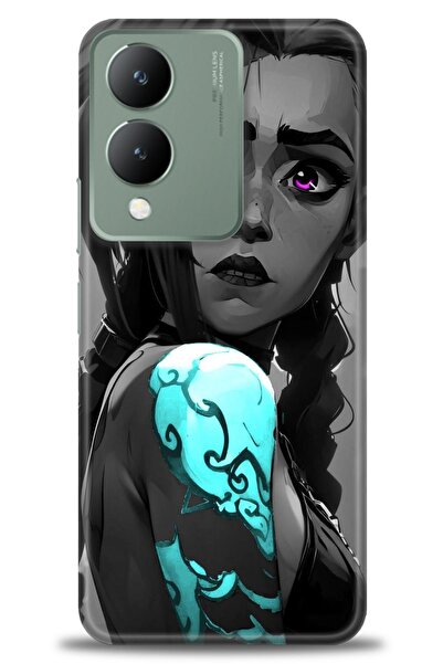 Rulet Aksesuar جراب سيليكون متوافق مع هاتف Vivo Y17S HD مطبوع + واقي شاشة سير...