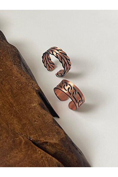 Rupen Kraft 100% Copper Handmade 2-Piece Design Unisex Copper Ring Adjustable...