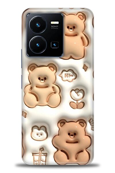 Rulet Aksesuar جراب سيليكون متوافق مع هاتف Vivo Y35 HD مطبوع + واقي شاشة سيرا...