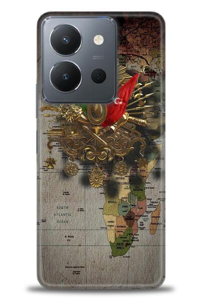 Rulet Aksesuar جراب سيليكون متوافق مع هاتف Vivo Y36 HD مطبوع + واقي شاشة سيرا...