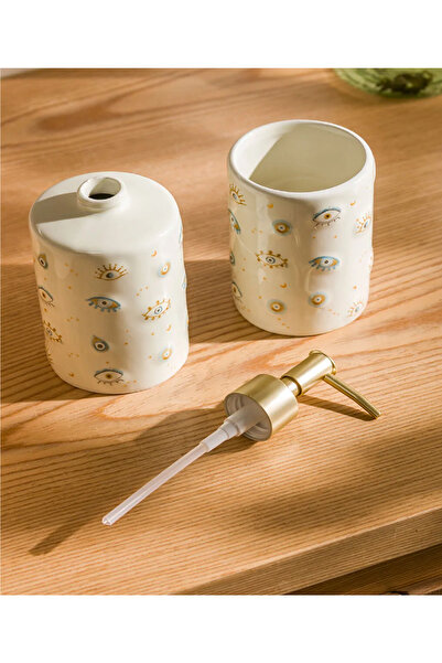 LC Waikiki LCW HOMEEkru Göz Baskılı Seramik Banyo Seti