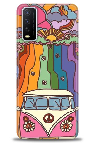 Rulet Aksesuar جراب سيليكون متوافق مع هاتف Vivo Y20 HD مطبوع + واقي شاشة سيرا...