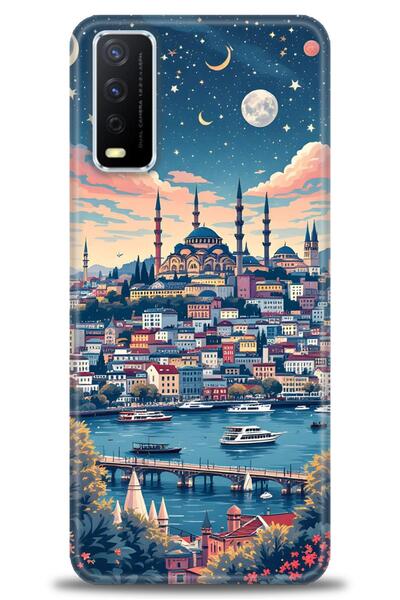 Rulet Aksesuar جراب سيليكون متوافق مع هاتف Vivo Y20 HD مطبوع + واقي شاشة سيرا...