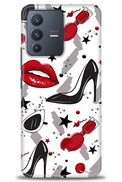 Rulet Aksesuar Vivo V23 5g Compatible Hd Printed Silicone Case + Ceramic Scre...