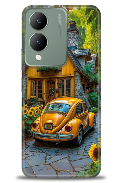 Rulet Aksesuar جراب سيليكون متوافق مع هاتف Vivo Y17S HD مطبوع + واقي شاشة سير...