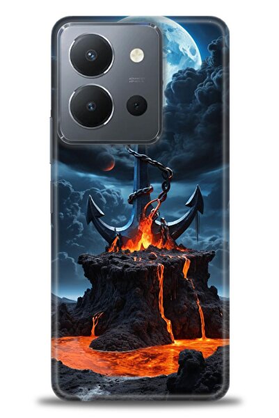 Rulet Aksesuar جراب سيليكون متوافق مع هاتف Vivo Y36 HD مطبوع + واقي شاشة سيرا...