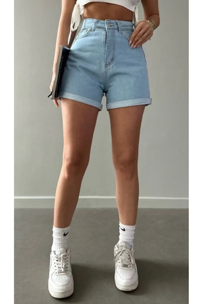 viking's line Açık Mavi Mom denim şort