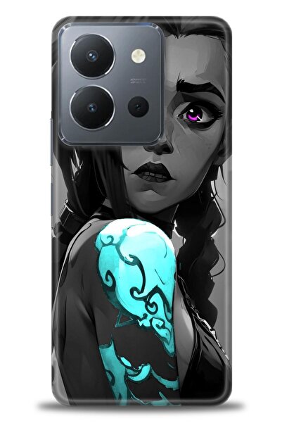 Rulet Aksesuar جراب سيليكون متوافق مع هاتف Vivo Y36 HD مطبوع + واقي شاشة سيرا...