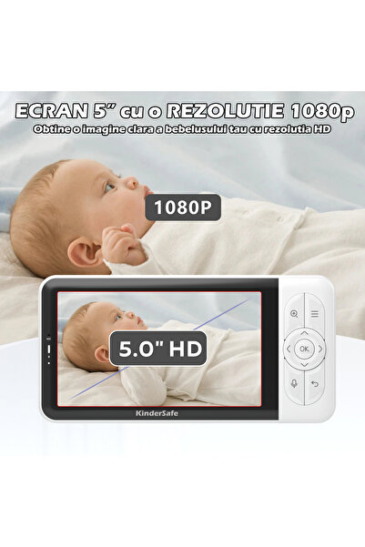 LikeSmart Baby Monitor WiFi 4 in 1 KinderSafe 4k 5", Phone/Tablet App, RGB Ambient Light