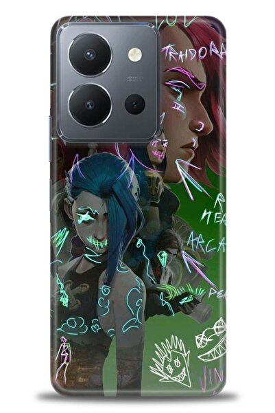 Rulet Aksesuar جراب سيليكون متوافق مع هاتف Vivo Y36 HD مطبوع + واقي شاشة سيرا...