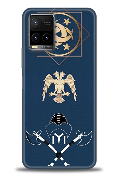 Rulet Aksesuar جراب سيليكون متوافق مع هاتف Vivo Y33S HD مطبوع + واقي شاشة سير...