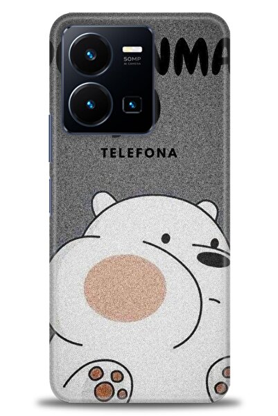 Rulet Aksesuar جراب سيليكون متوافق مع هاتف Vivo Y22S HD مطبوع + واقي شاشة سير...