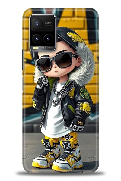 Rulet Aksesuar جراب سيليكون متوافق مع هاتف Vivo Y21S HD مطبوع + واقي شاشة سير...