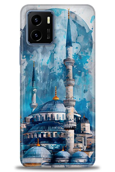 Rulet Aksesuar جراب سيليكون متوافق مع هاتف Vivo Y15S HD مطبوع + واقي شاشة سير...