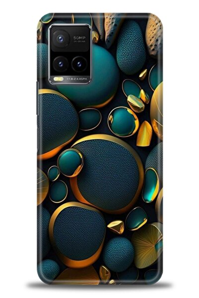 Rulet Aksesuar جراب سيليكون متوافق مع هاتف Vivo Y33S HD مطبوع + واقي شاشة سير...