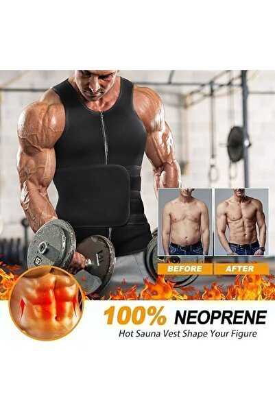 Generic 2 in 1 Waist Trainer for Men with Waist Trimmer Sweat Belt Tummy Control Neoprene Slimming