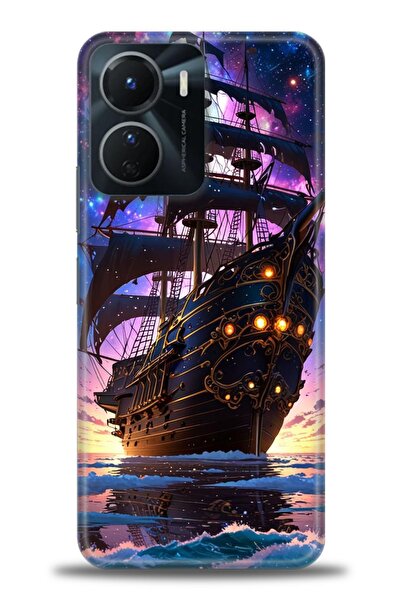 Rulet Aksesuar جراب سيليكون متوافق مع هاتف Vivo Y16 HD مطبوع + واقي شاشة سيرا...