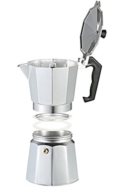 Generic Stovetop Espresso Maker - 12-Cup Moka Pot Made of Aluminum for Gas Stoves and Electric Heaters, Red