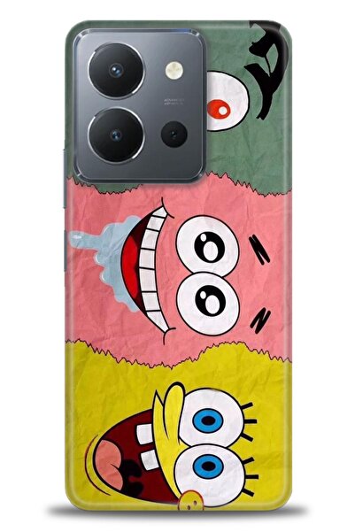 Rulet Aksesuar جراب سيليكون متوافق مع هاتف Vivo Y36 HD مطبوع + واقي شاشة سيرا...