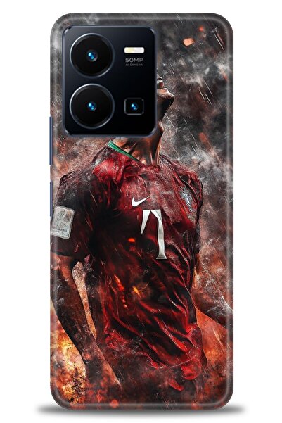 Rulet Aksesuar حافظة سيليكون متوافقة مع هاتف Vivo Y22S HD مطبوع + واقي شاشة م...