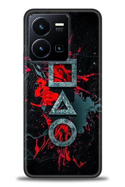 Rulet Aksesuar جراب سيليكون متوافق مع هاتف Vivo Y35 HD مطبوع + واقي شاشة سيرا...