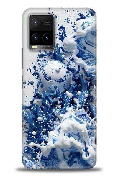 Rulet Aksesuar جراب سيليكون متوافق مع هاتف Vivo Y33S HD مطبوع + واقي شاشة سير...