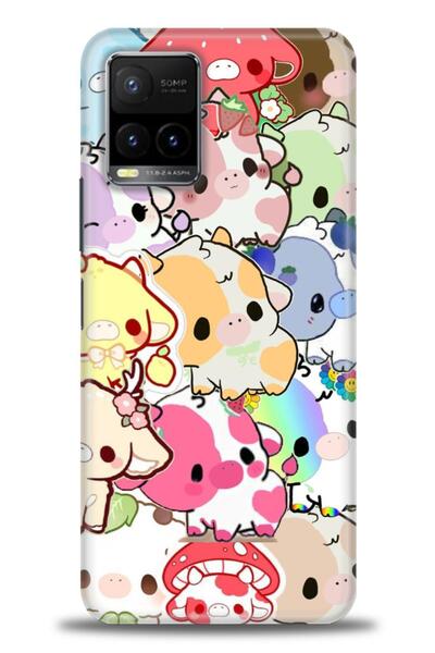 Rulet Aksesuar جراب سيليكون متوافق مع هاتف Vivo Y21S HD مطبوع + واقي شاشة سير...