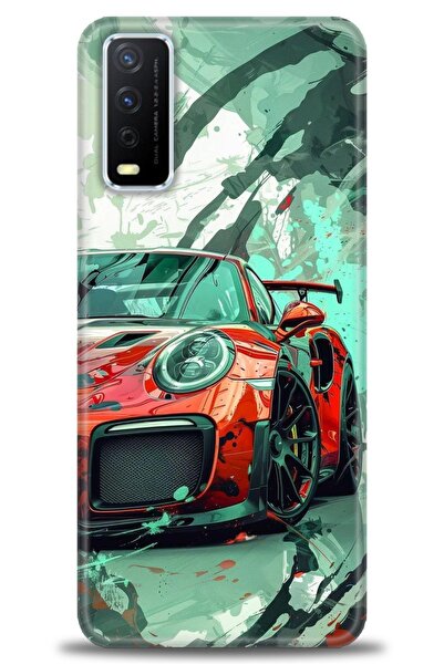 Rulet Aksesuar جراب سيليكون متوافق مع هاتف Vivo Y20 HD مطبوع + واقي شاشة سيرا...