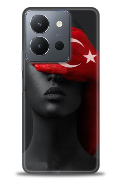 Rulet Aksesuar جراب سيليكون متوافق مع هاتف Vivo Y36 HD مطبوع + واقي شاشة سيرا...