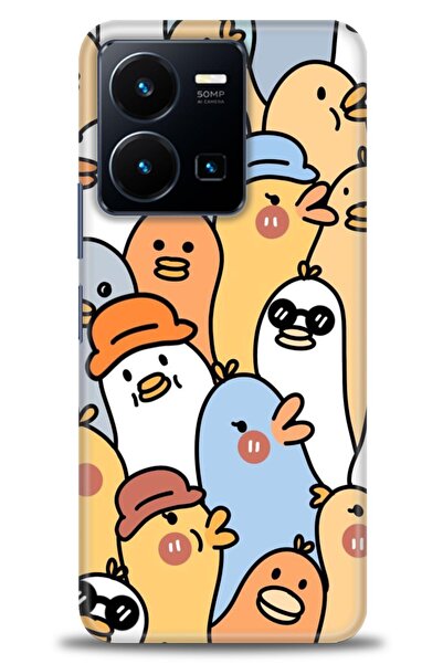 Rulet Aksesuar جراب سيليكون متوافق مع هاتف Vivo Y22S HD مطبوع + واقي شاشة سير...