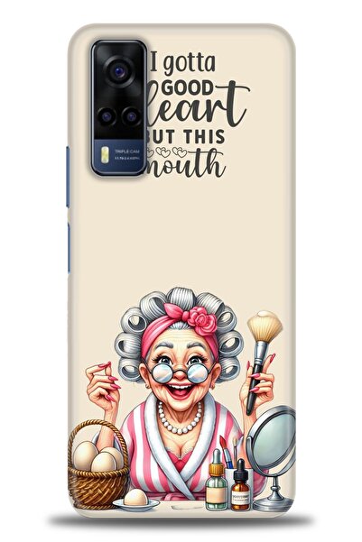 Rulet Aksesuar جراب سيليكون متوافق مع هاتف Vivo Y53S HD مطبوع + واقي شاشة سير...