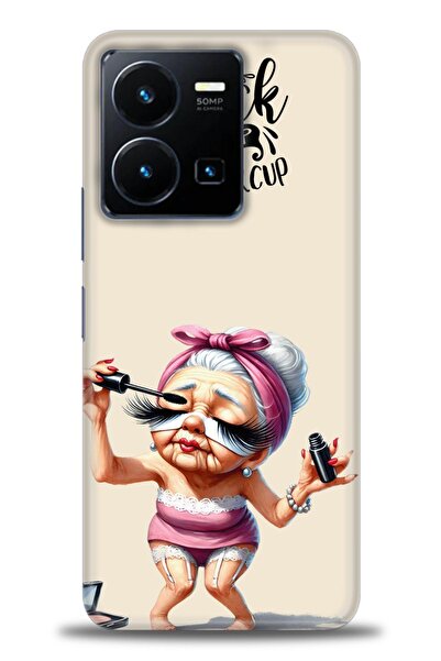 Rulet Aksesuar جراب سيليكون متوافق مع هاتف Vivo Y35 HD مطبوع + واقي شاشة سيرا...