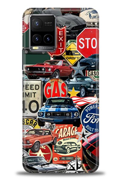 Rulet Aksesuar جراب سيليكون متوافق مع هاتف Vivo Y21S HD مطبوع + واقي شاشة سير...