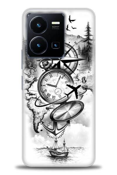 Rulet Aksesuar جراب سيليكون متوافق مع هاتف Vivo Y35 HD مطبوع + واقي شاشة سيرا...