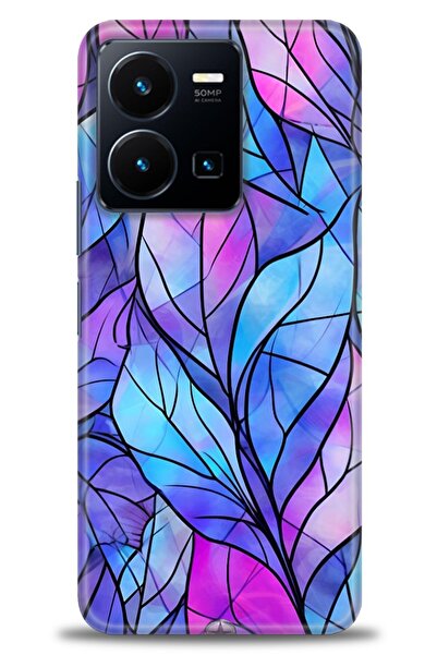 Rulet Aksesuar جراب سيليكون متوافق مع هاتف Vivo Y22S HD مطبوع + واقي شاشة سير...