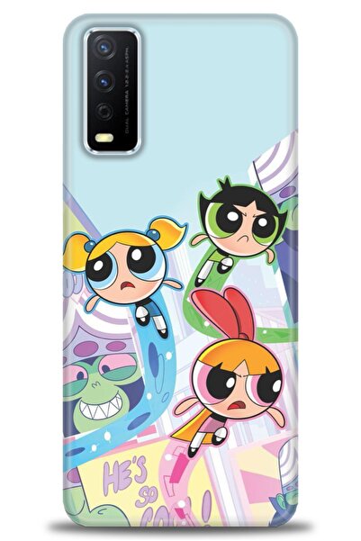 Rulet Aksesuar جراب سيليكون متوافق مع هاتف Vivo Y20 HD مطبوع + واقي شاشة سيرا...