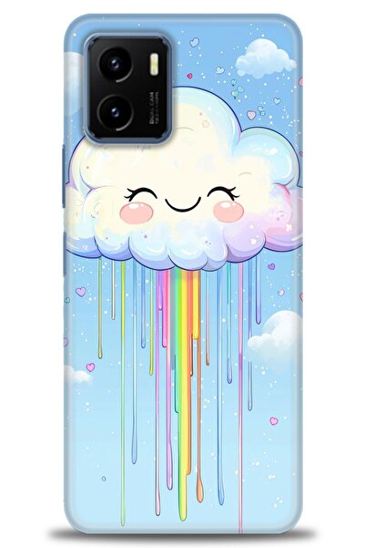 Rulet Aksesuar جراب سيليكون متوافق مع هاتف Vivo Y15S HD مطبوع + واقي شاشة سير...